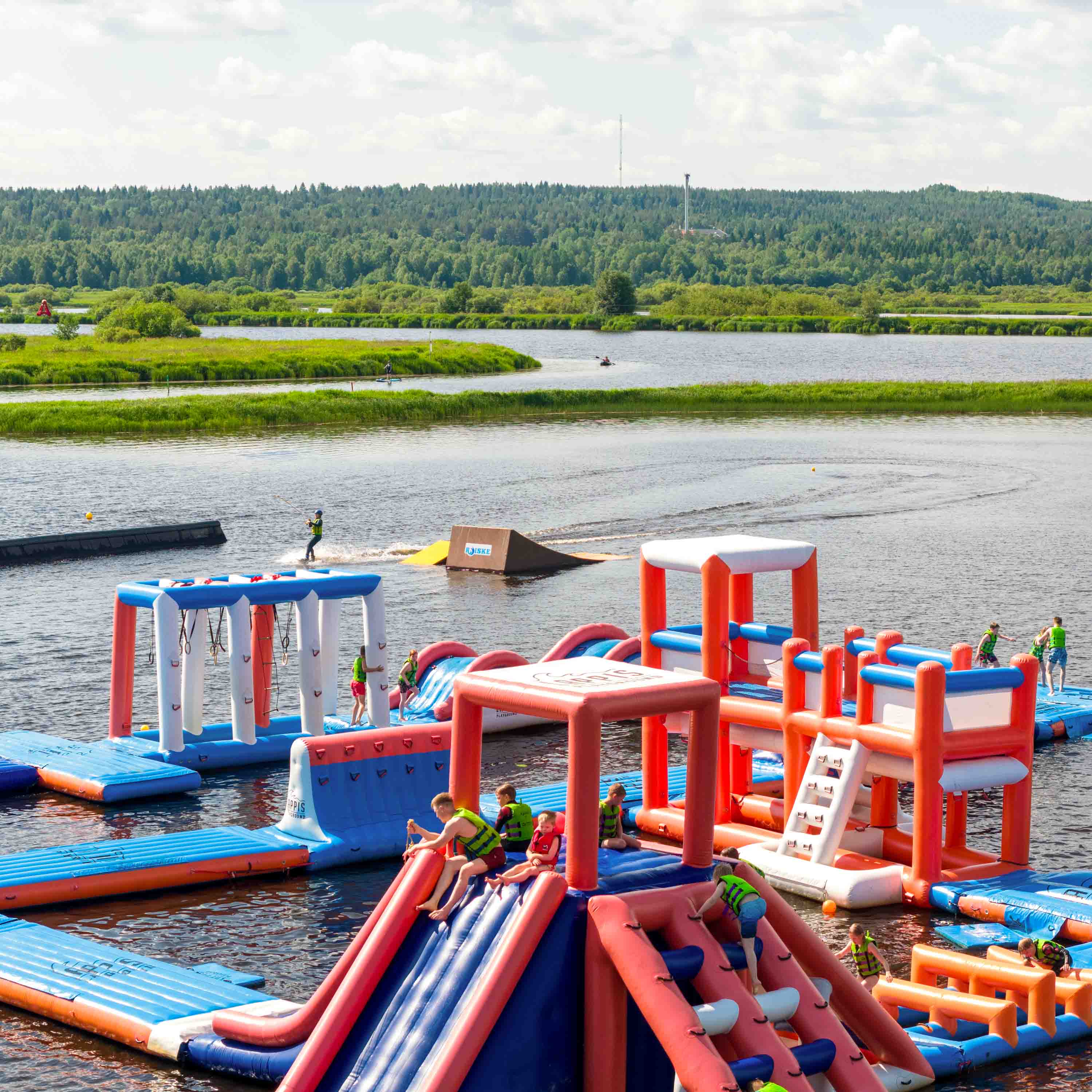 An aerial view of Roiske Rovaniemi's waterpark and wakeboard park