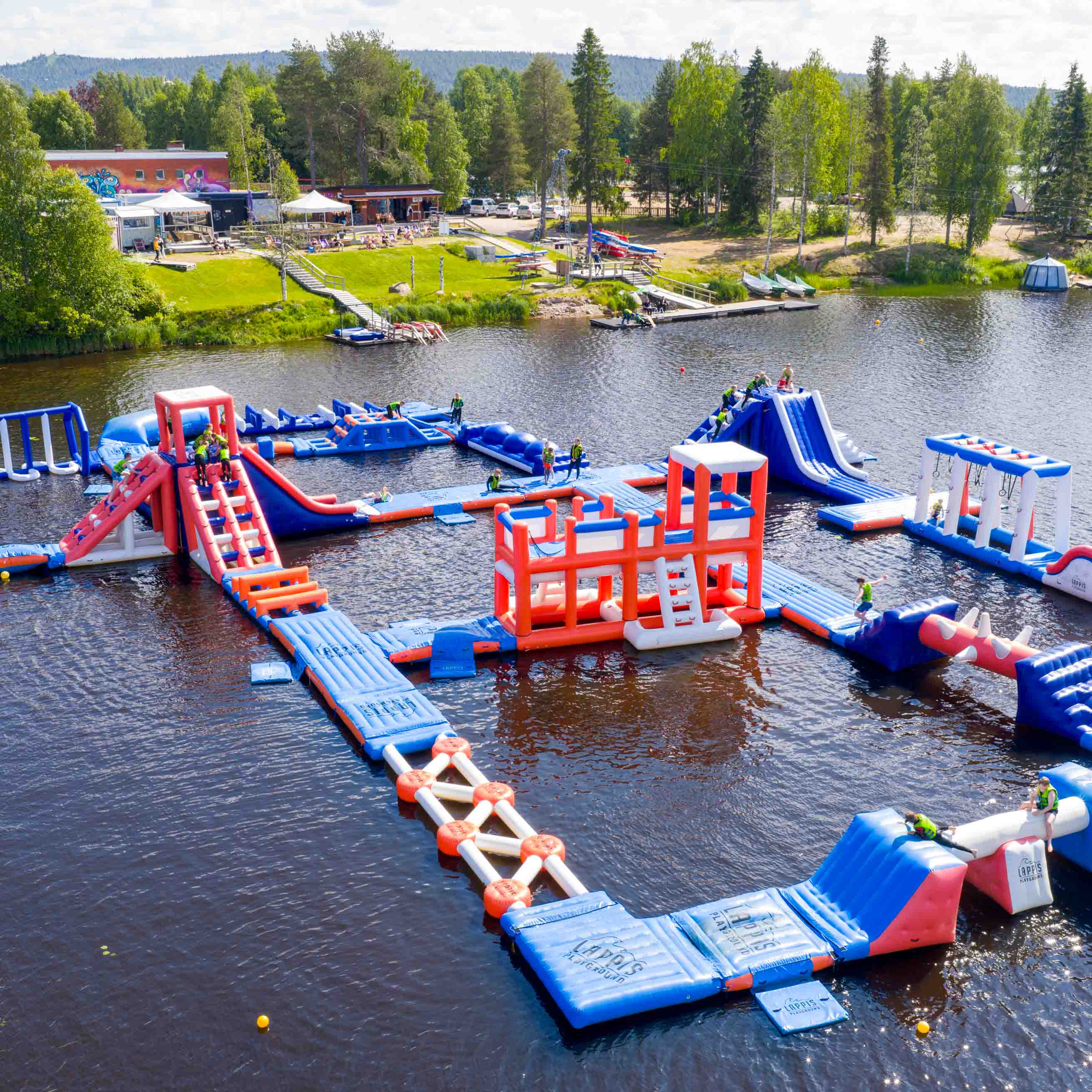 Floating summer waterpark in Roiske Rovaniemi